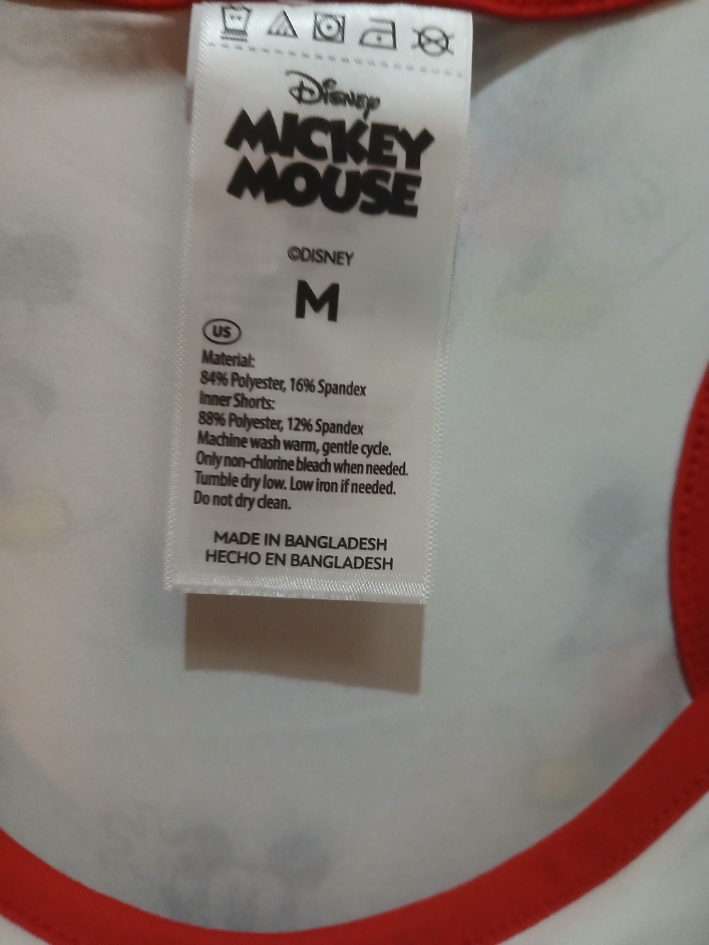 Disney Mickey Mouse White Dress/ Romper with Red Trim Size M Built In Shorts - Picture 4 of 4